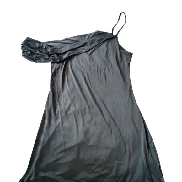 Nasty Gal Women’s Black One-Shoulder Asymmetrical Mini Dress Size 8 Twisted - Picture 7 of 11